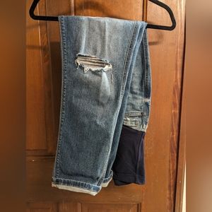 Pinkblush Blue Distressed Rolled Cuff Maternity Straight Leg Jeans